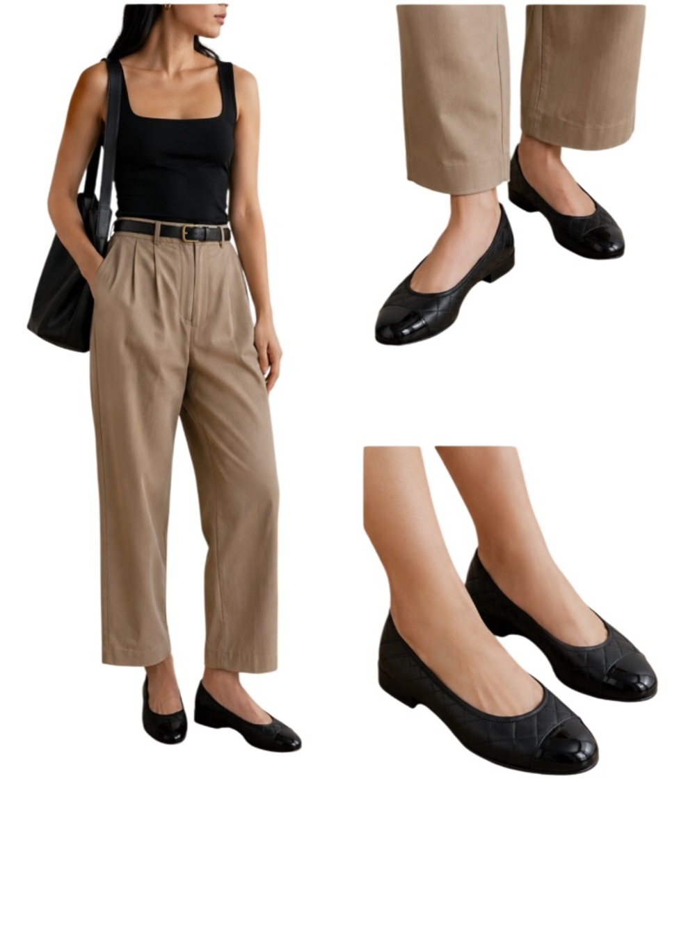 Voltan 1898 Black Patent Quilted Ballet Flats